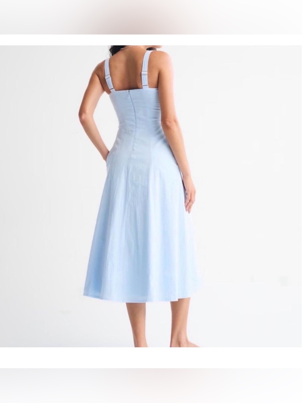 Abercrombie & Fitch Mila Dress Light Blue Square-Neck Maxi - Picture 6 of 9